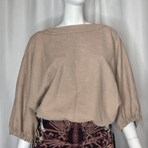 Anthropologie Beige Boatneck Textured Pullover